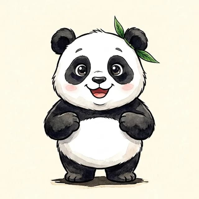 Pippy, a panda from The Feeling Forest, in the series' watercolor style